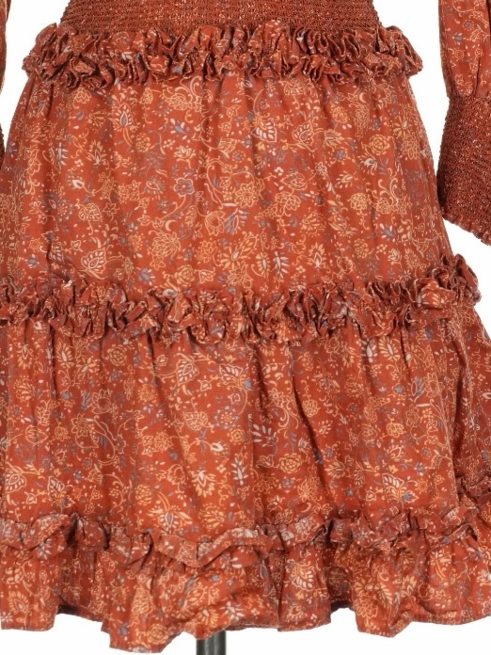Cleobella Rust-Orange Ruffle Mini Dress - Picture 6 of 8